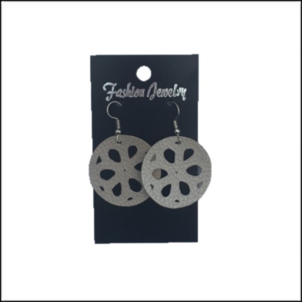 Handmade Light Weight Beige Faux Leather Earrings